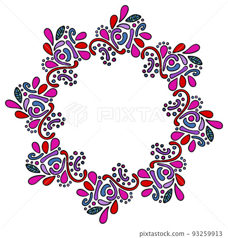 Colorful hand drawn mandala indian frame. Colorful hand drawn mandala indian frame. 93259913