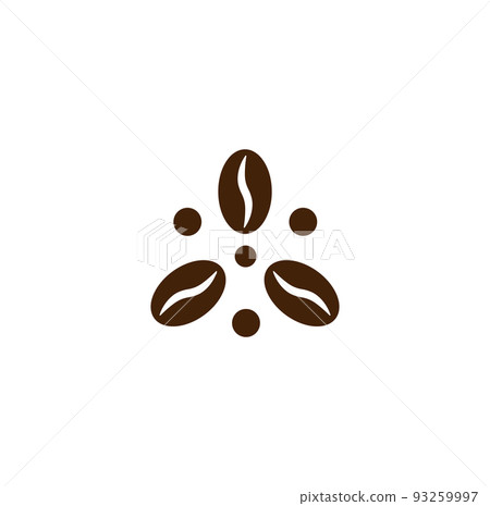 Coffee beans, abstract vector logo concept. Brown cocoa beans, circular emblem, isolated icon. Coffee logo template for coffee machine, coffeeshop and other coffee product logotype 93259997
