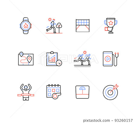 Sports achievements and training - line design style icons 93260157