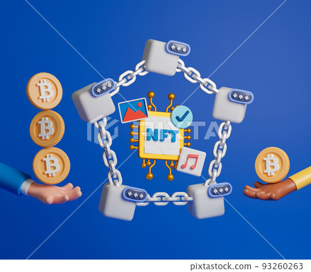 3d rendering concept NFT or non fungible token illustration. People buy NFT using cryptocurrency. 3d rendering concept NFT or non fungible token illustration. People buy NFT using cryptocurrency. 93260263