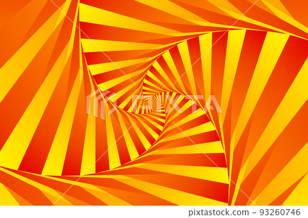 Abstract hyptonic spiral pattern of unusual gradient striped orange, red, yellow geometric square shapes. Abstract background. It could be used as wallpaper, poster, billboard. Abstract hyptonic spiral pattern of unusual gradient striped orange, red, yellow geometric square shapes. Abstract background. It could be used as wallpaper, poster, billboard. 93260746