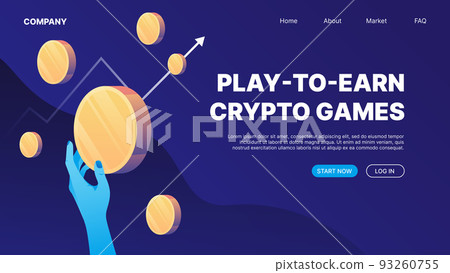 Crypto Games. Play to Earn Landing Page for Website Template 93260755