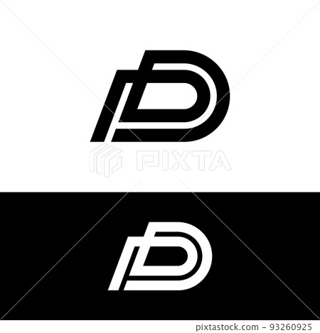 Image Details IST_20805_11417 - Letter P PD Monogram Logo Design Minimal  Icon With Black Color. Letter P PD Monogram Logo Design Minimal