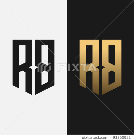 Letter Monogram R B RB BR Shield Logo Design... - Stock Illustration ...