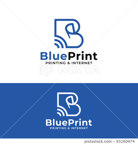Letter Initial B Blue Print Logo Design Template Letter Initial B Blue Print Logo Design Template 93260974
