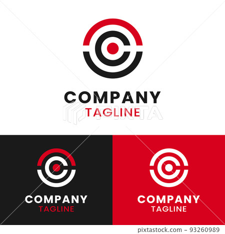 Letter C in Red Black Circle Logo Design Template Letter C in Red Black Circle Logo Design Template 93260989