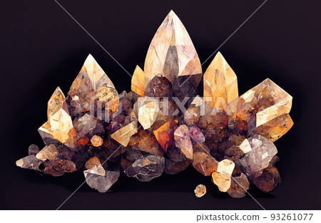 smokey quartz cluster digital painting on a dark background smokey quartz cluster digital painting on a dark background 93261077