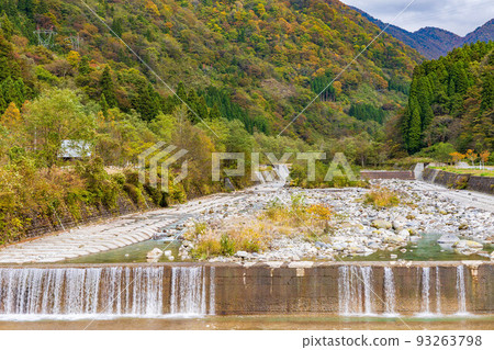Autumn Toyama Autumn leaves around Tateyama Station Shomyo River 93263798