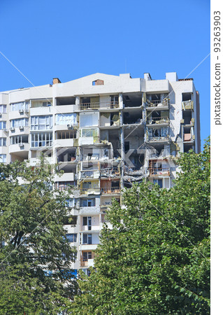 Consequences of shelling of peaceful Ukrainian cities by Russian army Consequences of shelling of peaceful Ukrainian cities by Russian army 93263903
