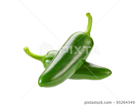 Two jalapeno peppers isolated on white background. 93264349