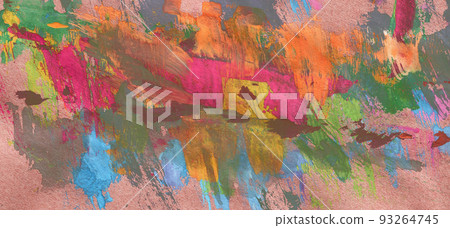 Bright multicolor abstract acrylic painting in pink, blue and green Bright multicolor abstract acrylic painting in pink, blue and green 93264745