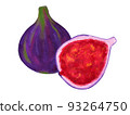 Fig fruit and half isolated on white background. Sweet tropic watercolor crop 93264750