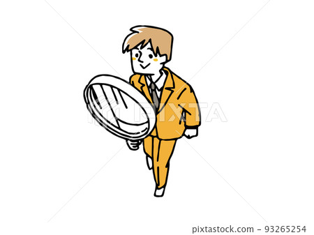 拿著大放大鏡的商人 從上面看到的拿著大物品的人 拿著大放大鏡的商人 從上面看到的拿著大物品的人 93265254