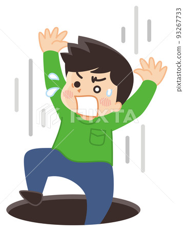 Young man falling into a pit 93267733