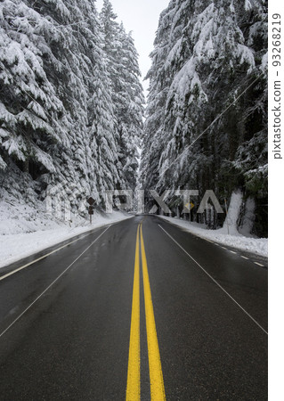 Winter road covered in snow 93268219