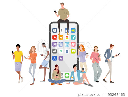 Vector illustration material: people who use smartphones in everyday life Vector illustration material: people who use smartphones in everyday life 93268463