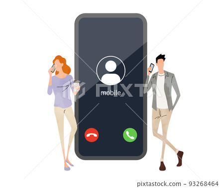 Vector illustration material: Men and women who make a phone call on a smartphone 93268464