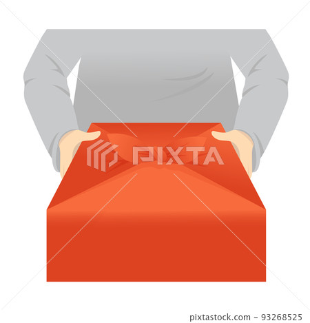 Illustration material handing a gift wrapped in furoshiki 93268525