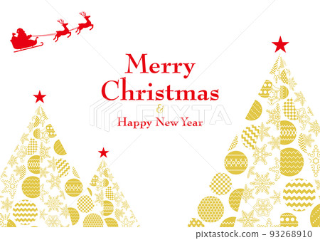 Christmas tree made of snowflakes and ornaments and Santa Claus A4 horizontal white background Christmas tree made of snowflakes and ornaments and Santa Claus A4 horizontal white background 93268910
