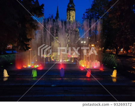 Singing fountain on Main street in Kosice, Slovakia 93269372