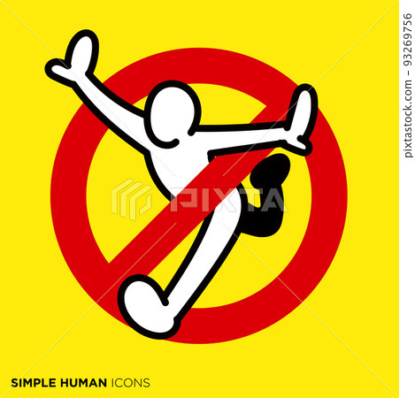 簡單的人體圖標系列“禁止跑步的標誌” 93269756
