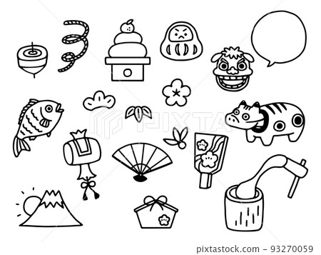 New Year various illustration set / line drawing New Year various illustration set / line drawing 93270059
