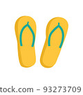 Women's summer flip-flops. Flat vector illustration isolated on a white background. 93273709