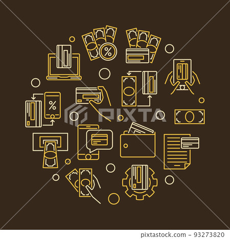 E-payment line symbol. Vector ePayments circular illustration E-payment line symbol. Vector ePayments circular illustration 93273820