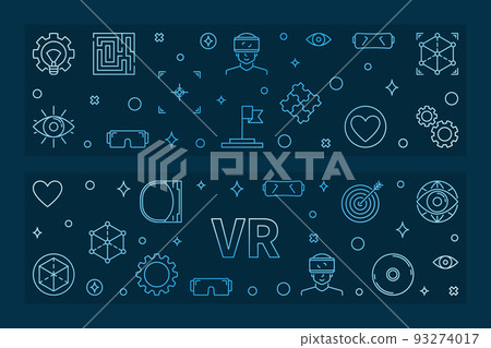 VR blue linear banners. Vector Virtual Reality illustration VR blue linear banners. Vector Virtual Reality illustration 93274017