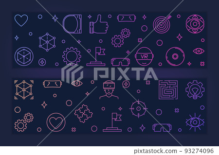 VR colorful banners set - vector Virtual Reality illustration 93274096