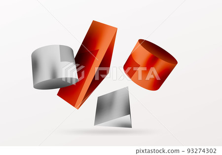 Metallic 3d shape vector geometric background. Trendy techno business template for wallpaper, banner, background or landing Metallic 3d shape vector geometric background. Trendy techno business template for wallpaper, banner, background or landing 93274302