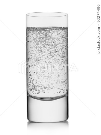 Highball glass with sparkling water drink on white. Highball glass with sparkling water drink on white. 93274496
