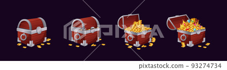 Heavy wooden chest full of ancient gold treasures Vector Image