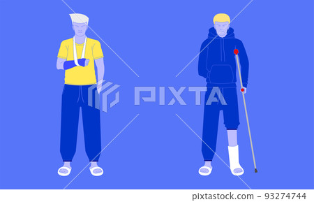 two man got accident at arm, leg broken. vector illustration eps10 93274744