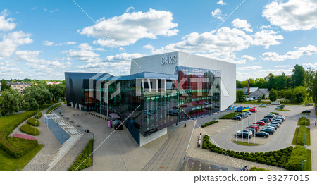 Aerial view to Latgales embassy Gors. Modern looking building. 93277015