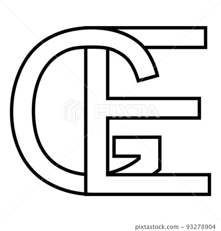 Logo sign ge eg icon nft interlaced letters g e 93278904