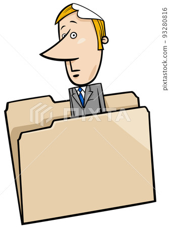 cartoon paper businessman in a folder 93280816