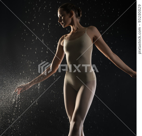 Beautiful ballerina under water in the dark Beautiful ballerina under water in the dark 93280829