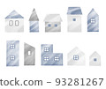 Scandinavian style cute house set watercolor style vector illustration 93281267