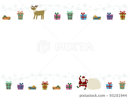 聖誕橫線框(禮物、聖誕老人、馴鹿) 聖誕橫線框(禮物、聖誕老人、馴鹿) 93281944