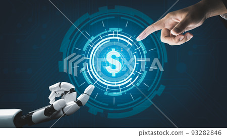 Futuristic robot artificial intelligence revolutionary AI technology concept Futuristic robot artificial intelligence revolutionary AI technology concept 93282846