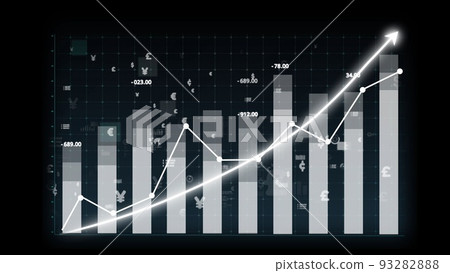 Business growth concept in allusive graph chart showing marketing sales profit 93282888