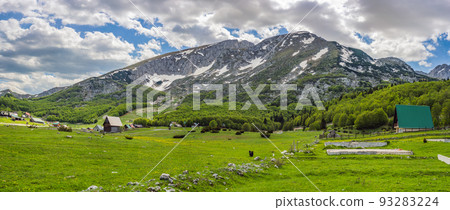 Durmitor. Picturesque mountain landscape of the Durmitor National Park, Montenegro, Europe, Balkans, Dinaric Alps, UNESCO World Heritage Portrait of a disgruntled girl sitting at a cafe table 93283224