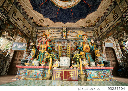 Massive guardian statues displayed inside Linh Phuoc Pagoda, a popular tourist attraction in Dalat, Vietnam 93283504