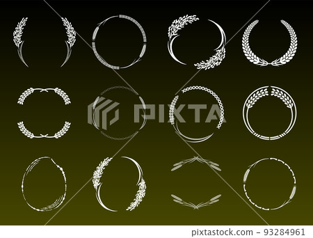 Retro design label set. Monochromatic design. rice and wheat. 93284961