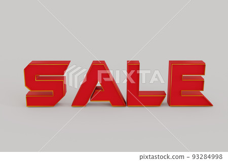 3D red sale word isolated over white background with reflection and shadow. 3D rendering with clipping path. 93284998