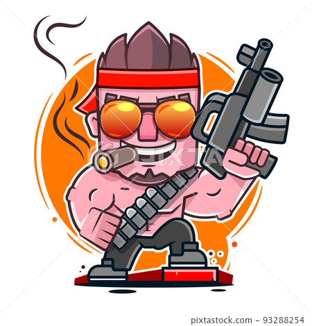 Cute style Ukrainian soldier running cartoon illustration Cute style Ukrainian soldier running cartoon illustration 93288254