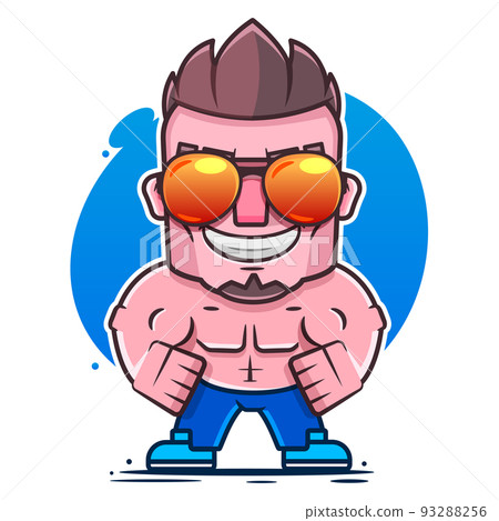 Confident Man Flirting While Flexing Muscles. Macho type character showing off his muscly Confident Man Flirting While Flexing Muscles. Macho type character showing off his muscly 93288256