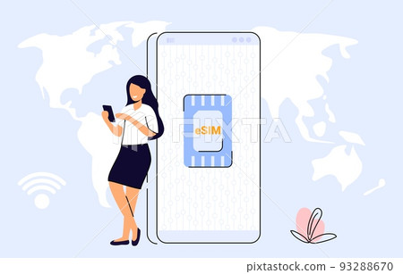 eSIM card chip Embedded SIM concept New mobile communication eSIM card chip Embedded SIM concept New mobile communication 93288670