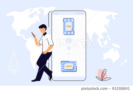 eSIM card chip Embedded SIM concept New mobile communication 93288691